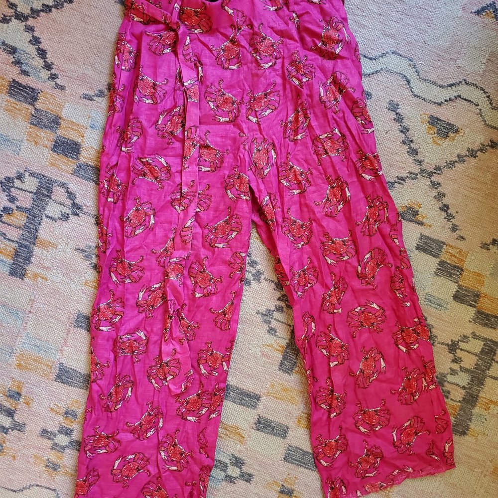 J. Crew Crab Linen Pants Size 12 Tall